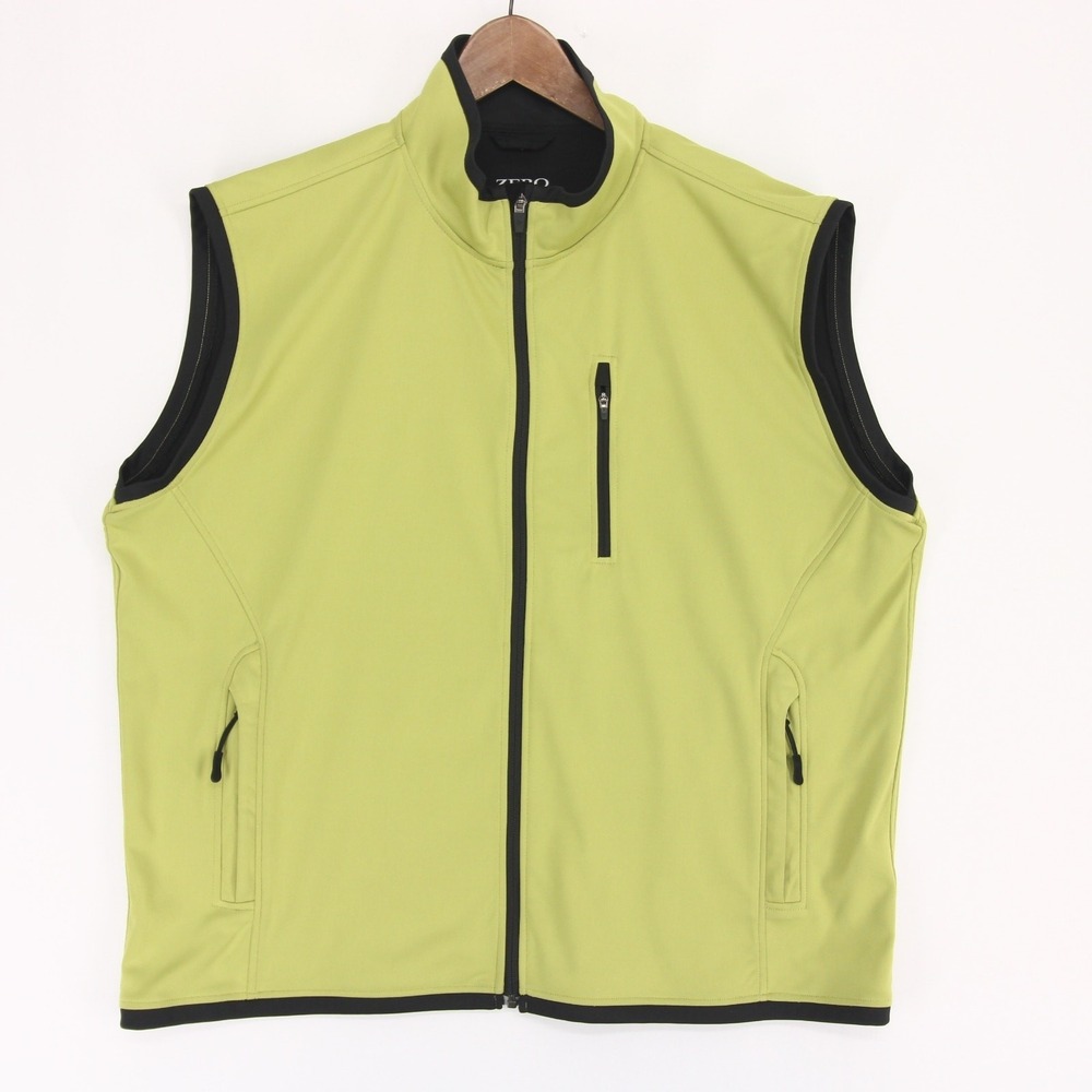 Zero Restriction Vest Mens XXL Lime Green Full Zip Softshell Golf Windproof